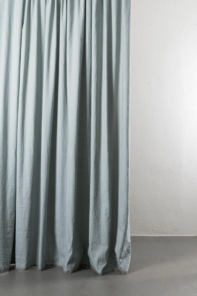 Cotton & Linen Curtains "Belize" in Light Blue & Grey Colors - Image 4